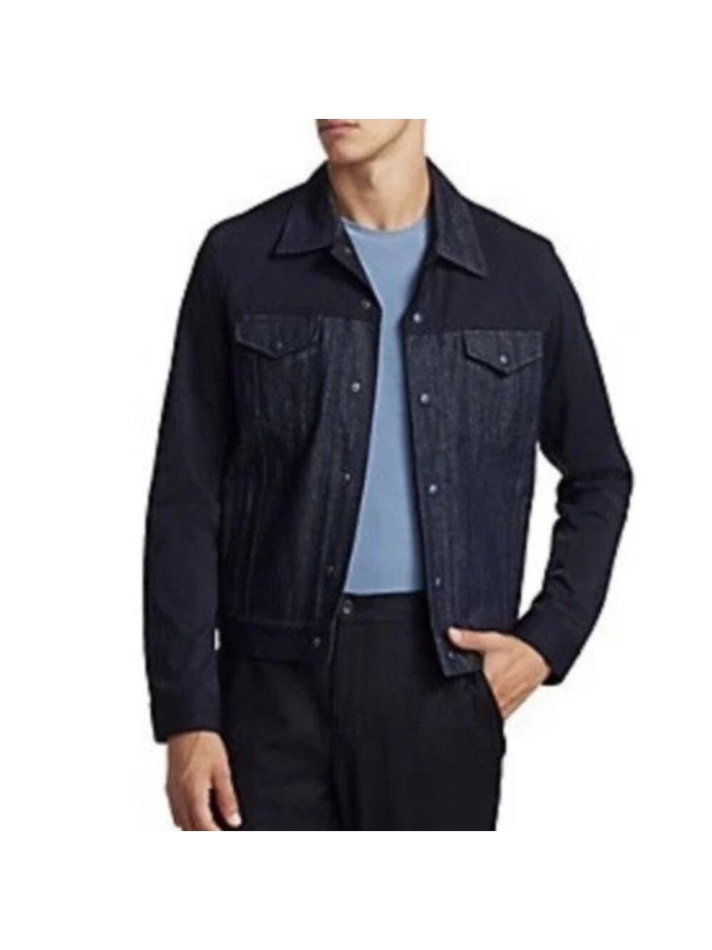 MEN'S NOMINEE MIXED-MEDIA DENIM TRUCKER JACKET SIZE SMALL NWT